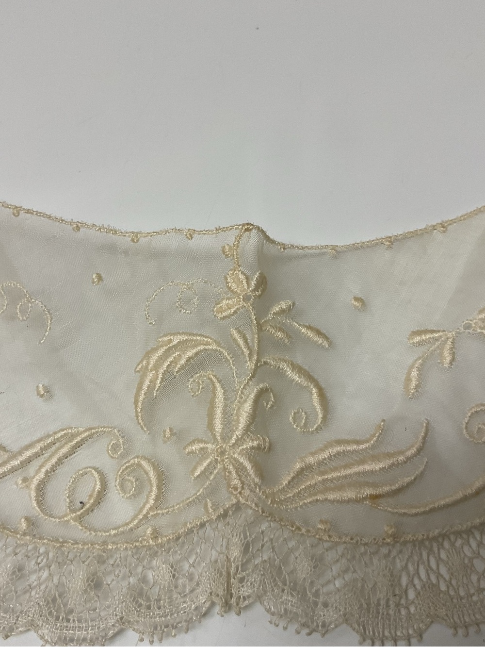 Antique Cream Embroidered Lace piece